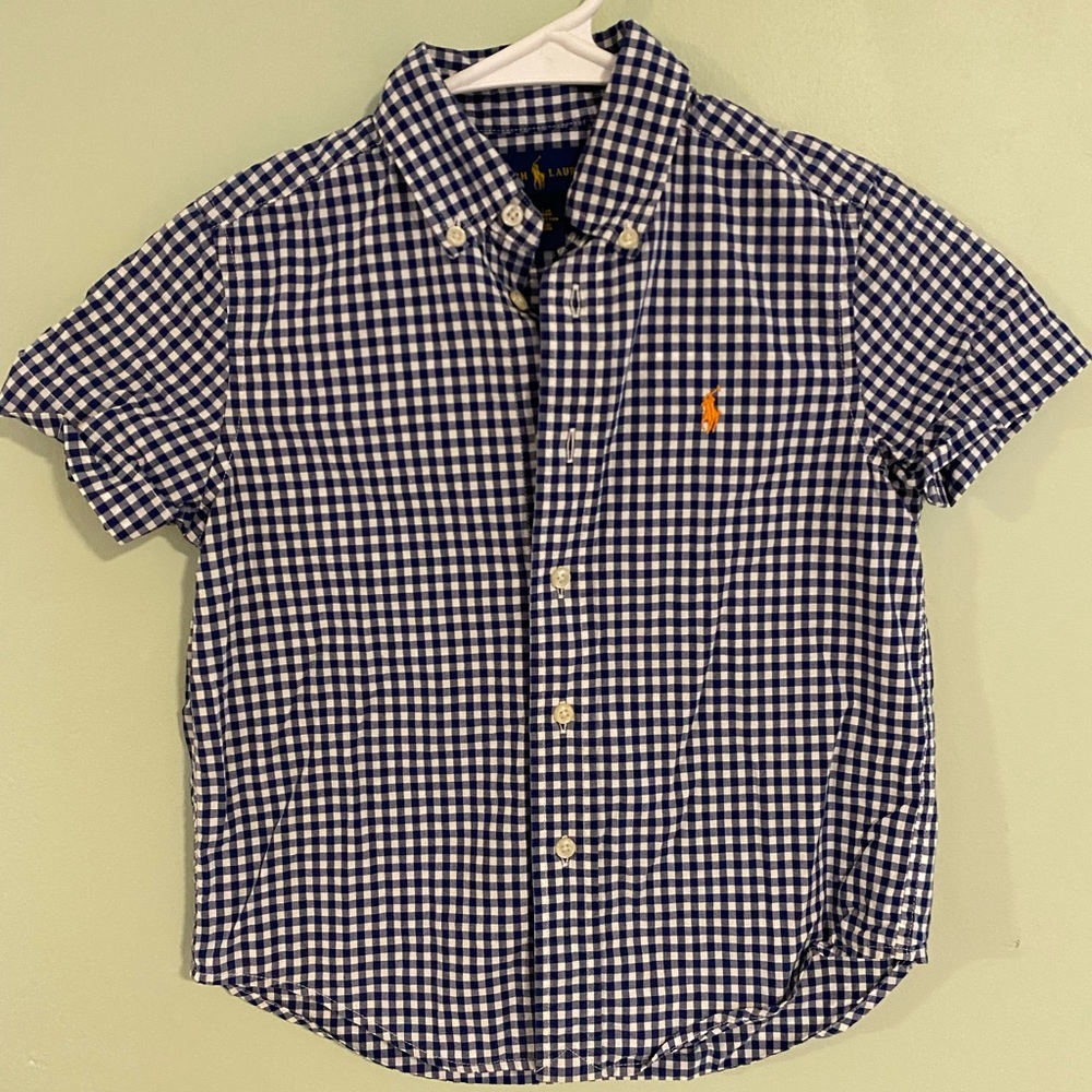 Boys Ralph Lauren blue short sleeve shirt.  Size 4